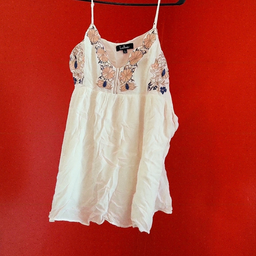 White Floral Embroidered Camisole Top